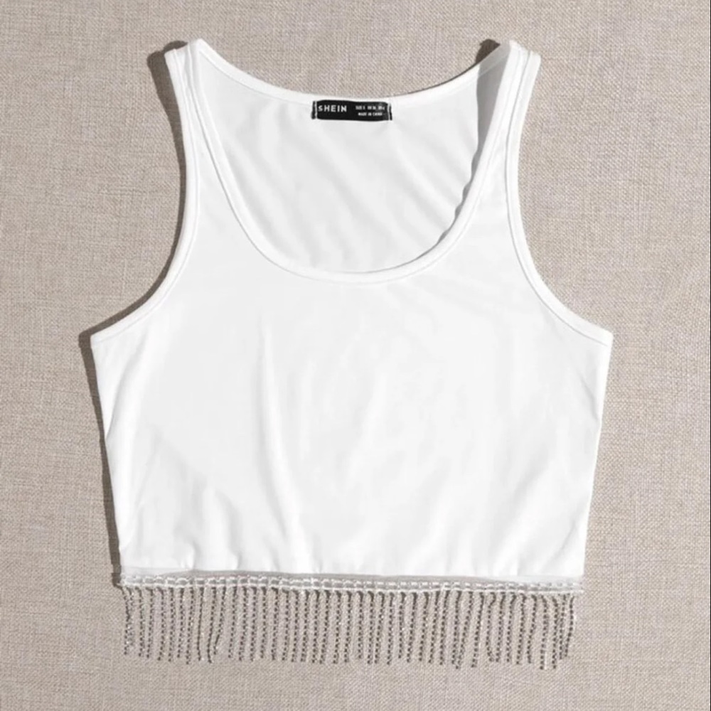 Shein rhinestone fringe tank